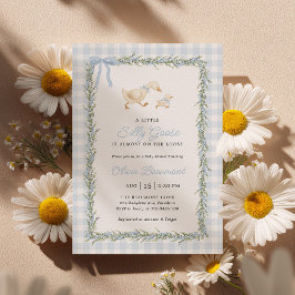 Silly Goose Blue Gingham Baby Shower Invitation Einladung