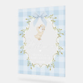 Silly Goose Blue Gingham Baby Shower Welcome Acrylschild (Winkel)
