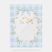 Silly Goose Blue Gingham Baby Shower Welcome Acrylschild (Vorderseite)