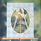 Silly Goose Blue Gingham Baby Shower Welcome Acrylschild (Neutral)