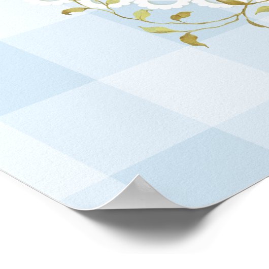 Silly Goose Blue Gingham Baby Shower Welcome Poster (Ecke)
