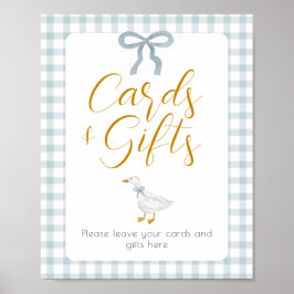 Silly Goose Blue Gingham Cards Gifts Table Sign Poster