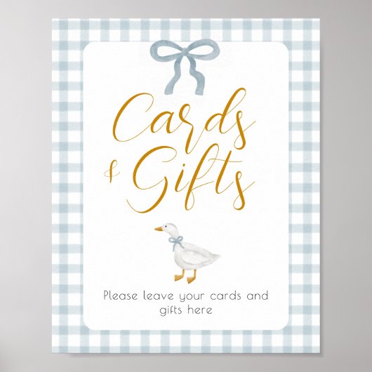 Silly Goose Blue Gingham Cards Gifts Table Sign Poster (Vorne)