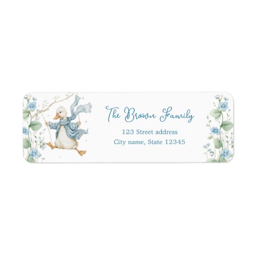 Silly Goose Blue Return Address Label (Vorne)