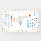 Silly Goose Blue Watercolor Boys Baby Shower Banner (Horizontal)