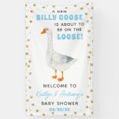 Silly Goose Blue Watercolor Boys Baby Shower Banner (Vertikal)