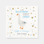 Silly Goose Blue Watercolor Boys Baby Shower Serviette (Vorderseite)