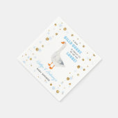 Silly Goose Blue Watercolor Boys Baby Shower Serviette (Ecke)