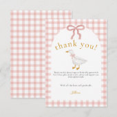 Silly Goose Blush Pink Gingham Baby Shower  Dankeskarte (Vorne/Hinten)