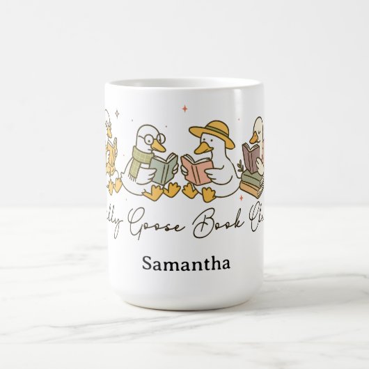 Silly Goose Book Club Reading Personalized Kaffeetasse (Mittel)