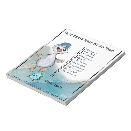 Silly Goose Boy Custom Daily Routine Checklist Notizblock (Rotiert)