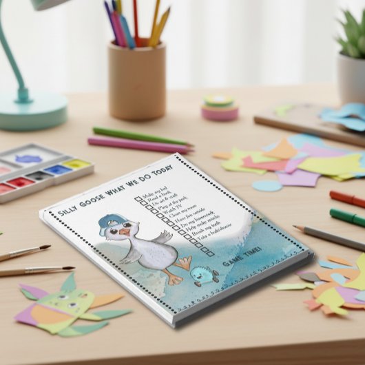 Silly Goose Boy Custom Daily Routine Checklist Notizblock