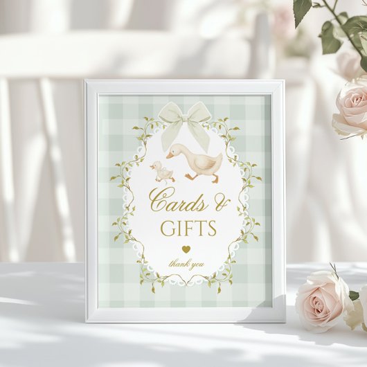 Silly Goose Cards and gifts Sage Gingham Poster