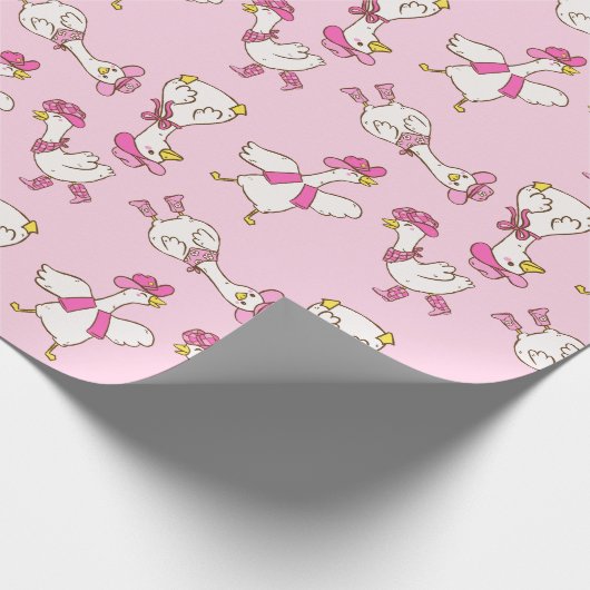 Silly Goose Cowboy Cowgirl Pink Gift Geschenkpapier (Ecke)