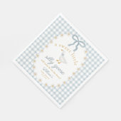 Silly Goose Daisy Blue Bow Gingham Baby Shower Serviette (Ecke)