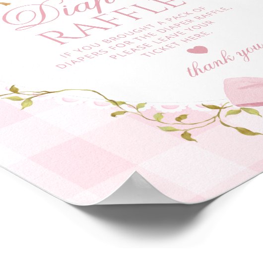 Silly Goose Diaper raffle Pink Gingham Bow Poster (Ecke)
