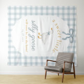 Silly Goose Duck Blue Gingham Baby Shower Backdrop Wandteppich (Beispiel (Horizontal))