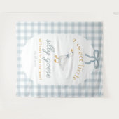 Silly Goose Duck Blue Gingham Baby Shower Backdrop Wandteppich (Vorderseite (Horizontal))