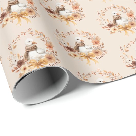 Silly Goose Fall Wreath Baby shower Geschenkpapier (Rolleneckpunkt)