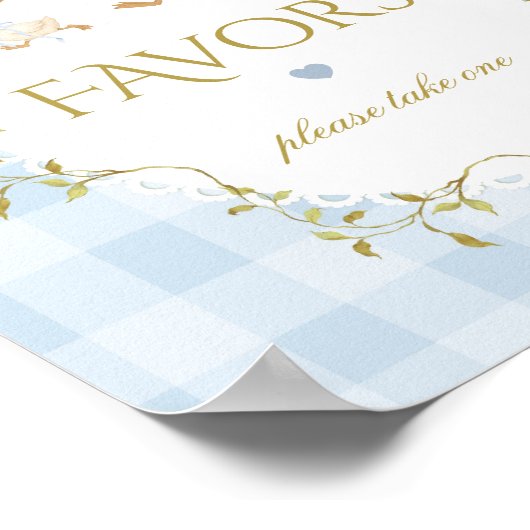 Silly Goose Favors Sage Blue Gingham Baby Shower Poster (Ecke)