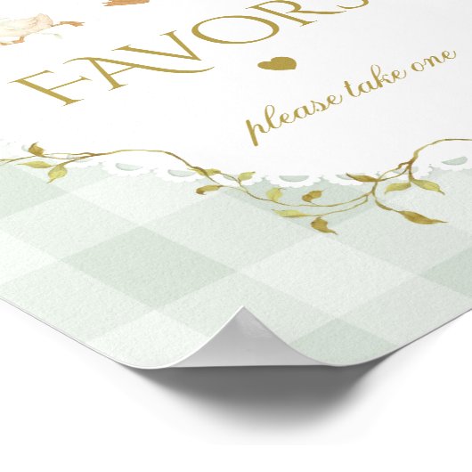 Silly Goose Favors Sage Gingham Baby Shower Poster (Ecke)