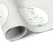 Silly Goose First Birthday Green Geschenkpapier (Rolleneckpunkt)