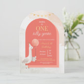 Silly Goose First Birthday Invitation Personalized Einladung (Stehend Vorderseite)