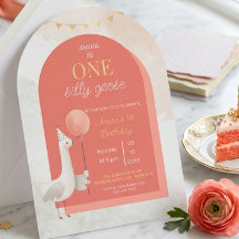 Silly Goose First Birthday Invitation Personalized