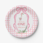 Silly Goose First Birthday Pink Pappteller (Vorderseite)