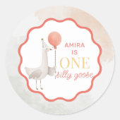 Silly Goose First Birthday Sticker Personalized (Vorderseite)