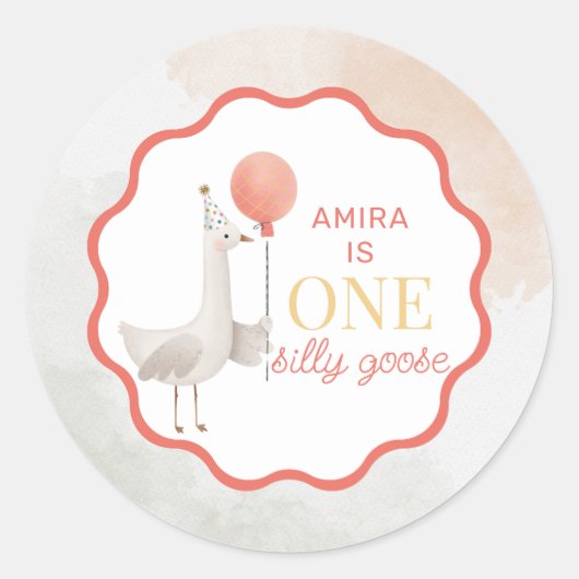 Silly Goose First Birthday Sticker Personalized (Vorderseite)