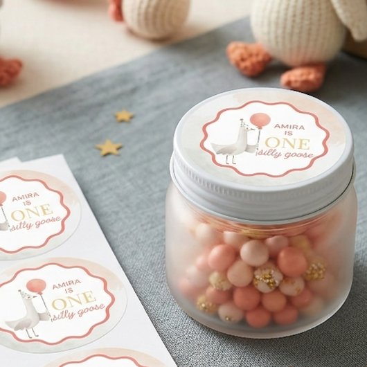 Silly Goose First Birthday Sticker Personalized