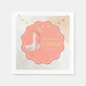 Silly Goose First Birthday Water Bottle Label Serviette (Vorderseite)