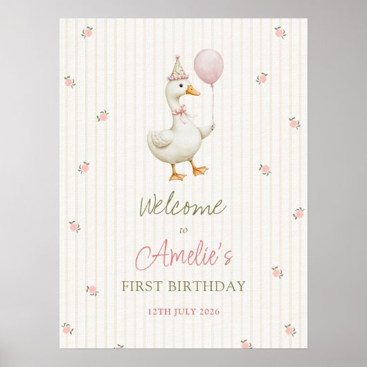 Silly Goose First Birthday Welcome Poster (Vorne)