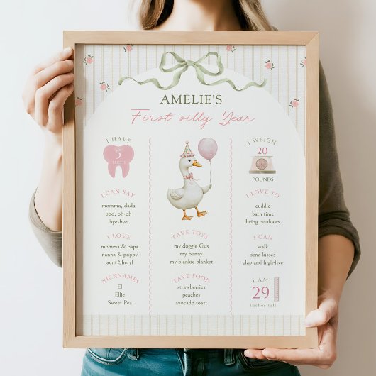 Silly Goose First Year Milestone Poster