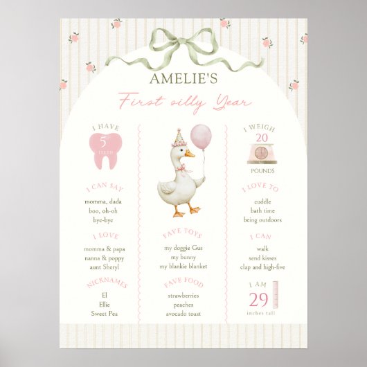 Silly Goose First Year Milestone Poster (Vorne)
