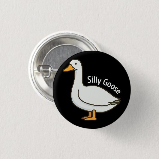 Silly Goose Funny Cartoon Goose Button (Vorne & Hinten)