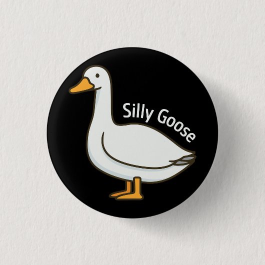 Silly Goose Funny Cartoon Goose Button (Vorderseite)