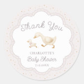 Silly Goose Gender Neutral Baby Shower Thank You Runder Aufkleber (Vorderseite)