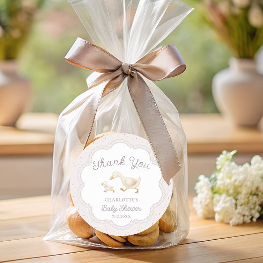 Silly Goose Gender Neutral Baby Shower Thank You Runder Aufkleber