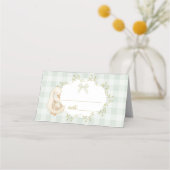 Silly Goose Gender Neutral Sage Gingham Platzkarte (Vorderseite)