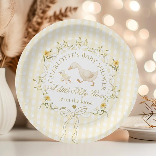 Silly Goose Gender neutral Yellow Baby Shower Pappteller