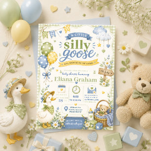 Silly Goose Geschlechtsneutrale Babyparty Blumen E Einladung