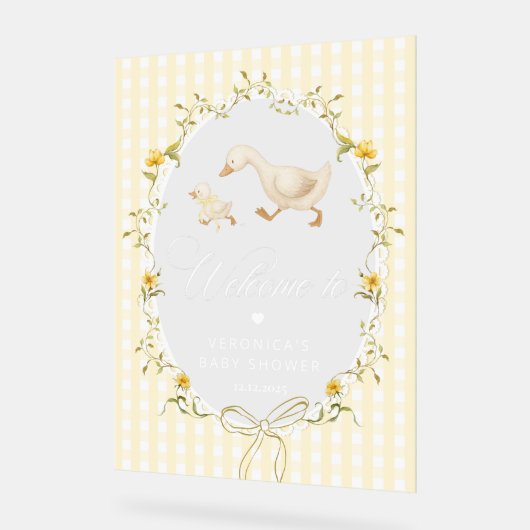 Silly Goose Gingham Baby Shower Welcome Acrylschild (Winkel)