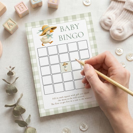 Silly Goose Gingham Bingo Baby Shower Game Card Einladung