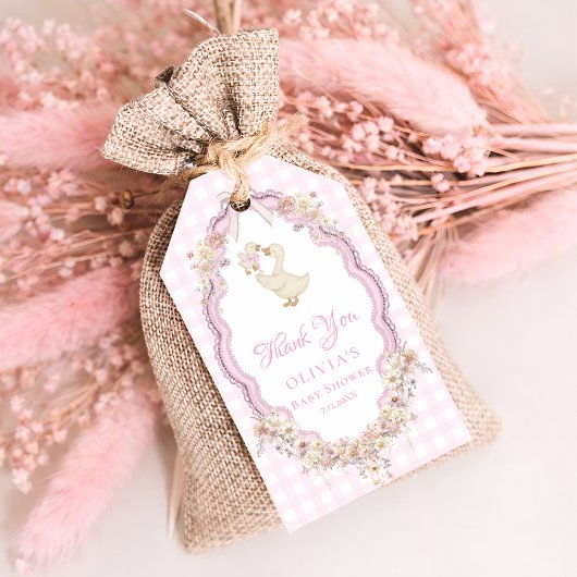 Silly Goose Gingham Girl Baby Shower Thank You Geschenkanhänger