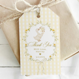 Silly Goose Gingham Kids Birthday Spring Thank you Geschenkanhänger