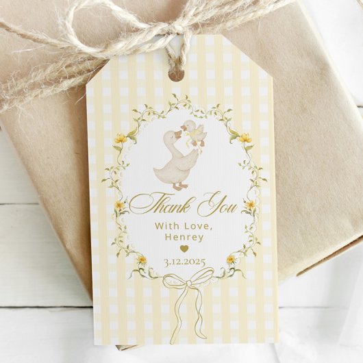 Silly Goose Gingham Kids Birthday Spring Thank you Geschenkanhänger