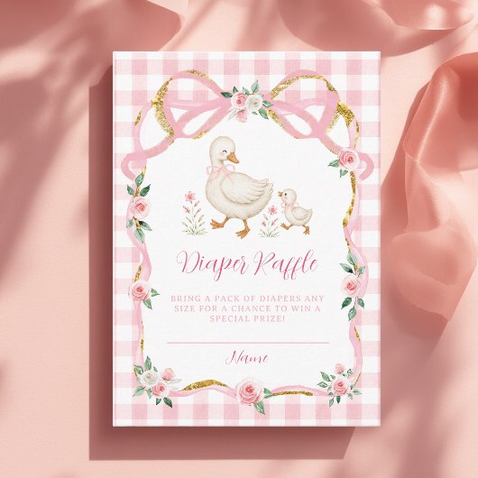 Silly Goose Gingham Rosa Blumenwindel-Raffle Begleitkarte