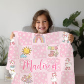 Silly Goose Girl Design Pink  Fleecedecke